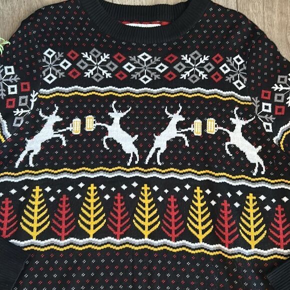TIPSY ELVES REINDEER BEER UGLY CHRISTMAS SWEATER HOLIDAYS MENS SIZE LARGE - Picture 3 of 4